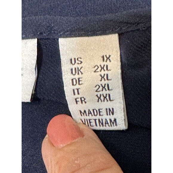 Susan Graver Size 1X Blue Liquid Knit Overlay Tunic Tie Back Occasion Minimalist - Picture 7 of 15